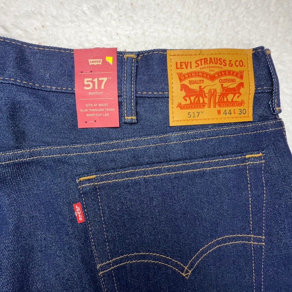 Levis 517 Bootcut Jeans Mens 44x30 Blue Rigid Dark Wash Denim 00517-2017 NEW
